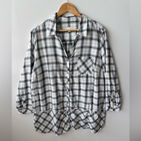J. Jill Plaid Button Down Shirt Relaxed Fit Long Sleeve Top‎ 2X - Picture 1 of 6